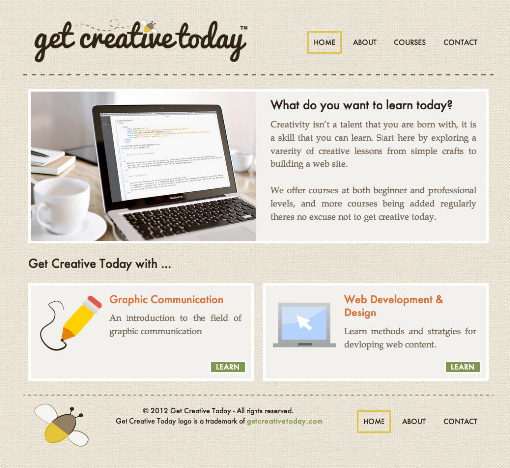 Get Creative Today website built using HTML5 and CSS 3