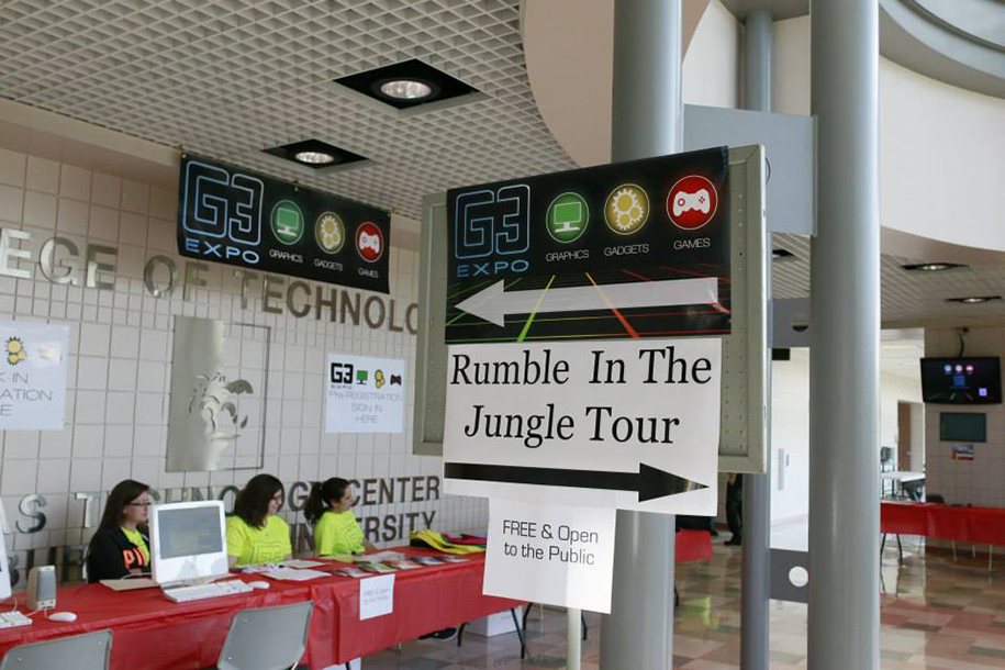 Signs and banners the students designed for the event