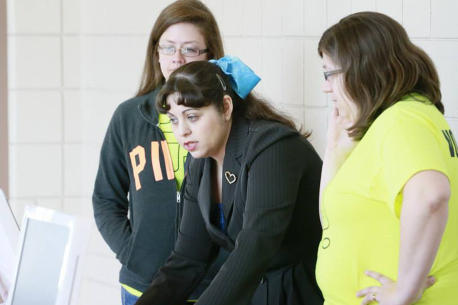 Here I am working with some volunteers.