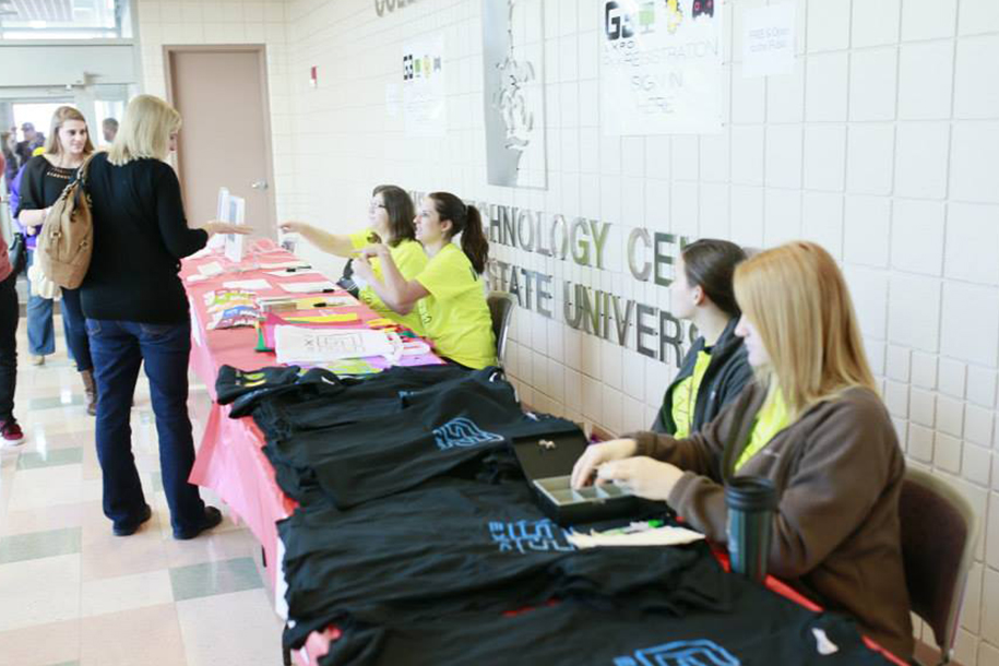 Student volunteers managing registration
