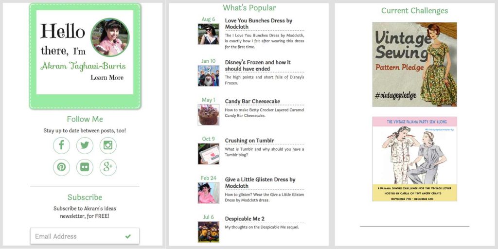 Akram's Ideas sidebar sections