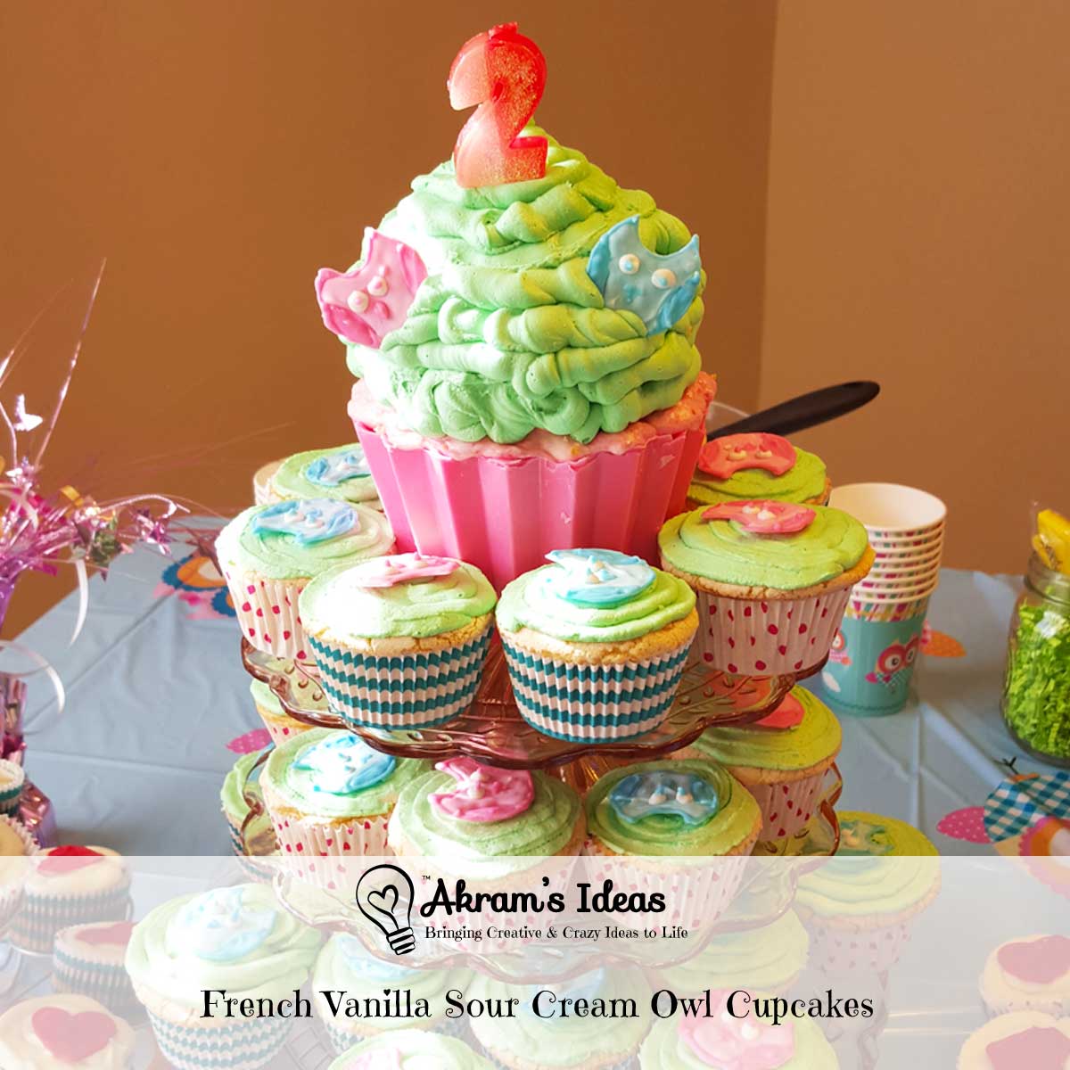 Akram's Ideas: French Vanilla Sour Cream Owl Cupcakes