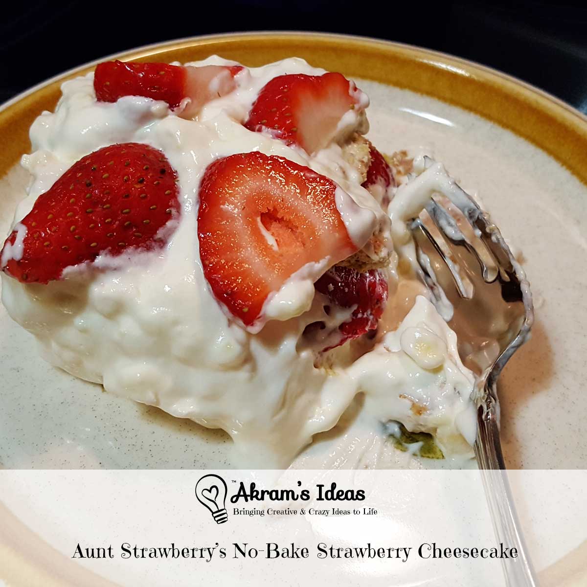 Recipe for an easy no-bake strawberry cheesecake to take to your next get together or potluck.