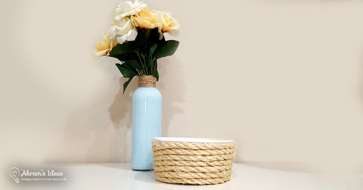 Learn how to make a stylish DIY rope basket using a Cool Whip container, rope, and a glue gun. The perfect size for holding small items.