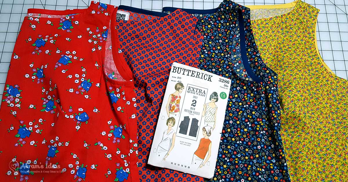 Review of my latest #vintagepledge2017 make Butterick 3286 a great 1960's summer top made with only two pattern pieces.