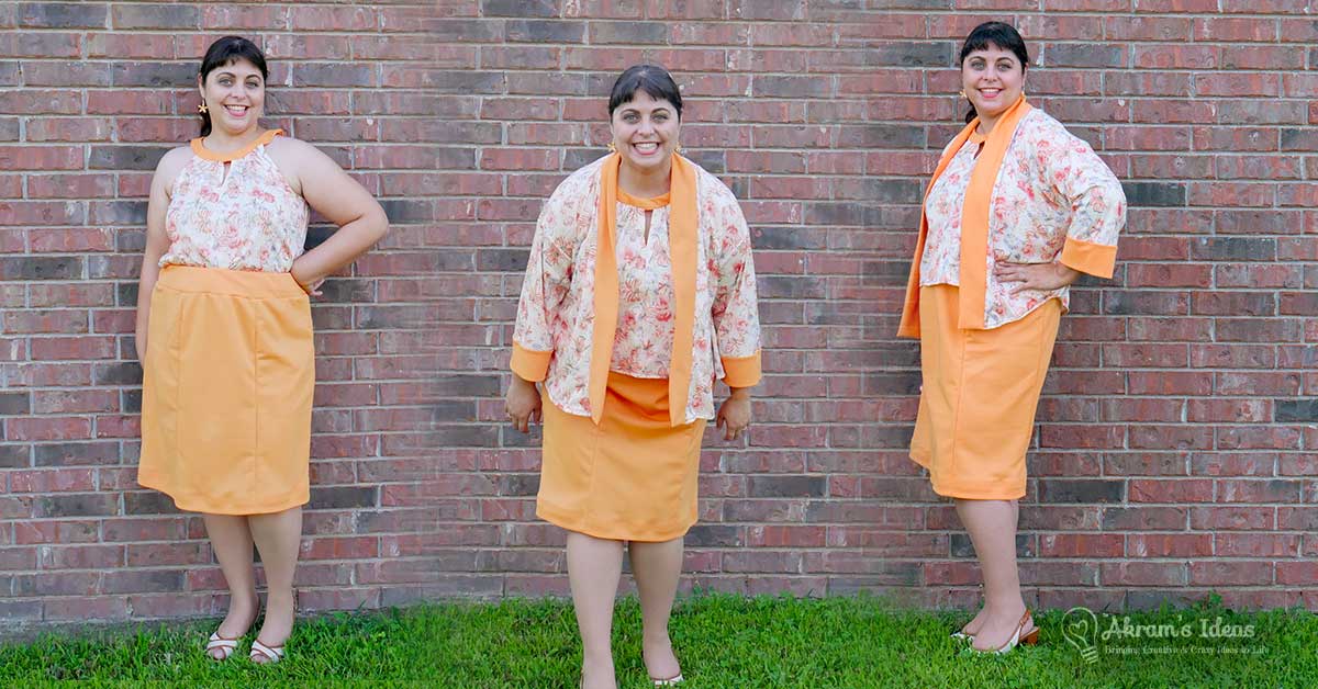 Review of Butterick 6464 featuring a kimono jacket, halter top and pencil skirt.