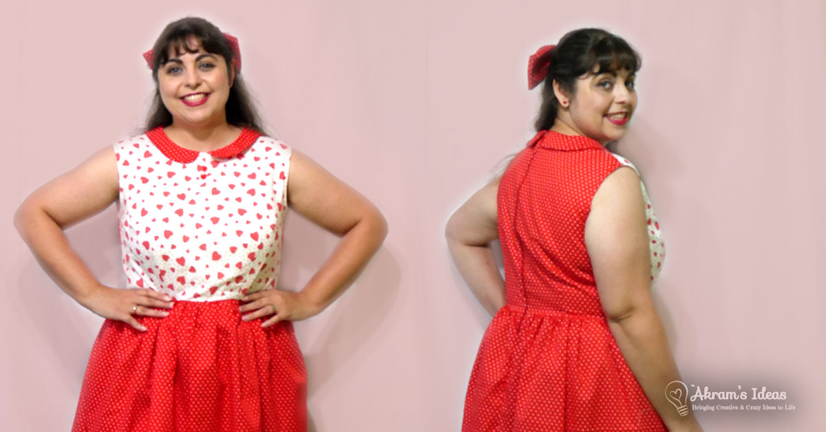 Worked a little magic to finish my Handmade Summer Dress just in time. This red hearts dress is made from contrasting heart print cotton and using the bodice top from Simplicity 1419.